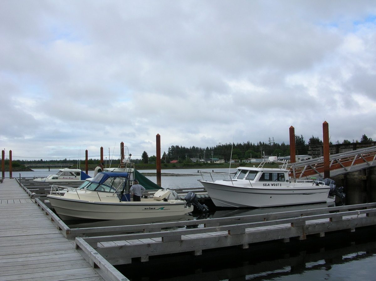 Docks and boats in the Masset Marina
